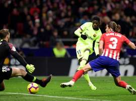 Ousmane Dembélé marque contre l'Atlético . AFP
