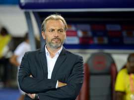 Sébastien Desabre, alors sélectionneur de l'Ouganda, ici contre le Sénégal à la CAN. AFP