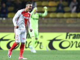 Nabil Dirar exprime sa joie à la fin du match face à Dijon au stade Louis II, le 15 avril 2017. AFP