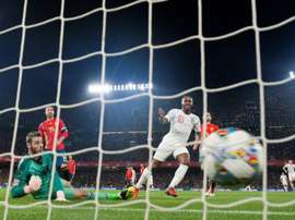 Raheem Sterling scored England's third first-half goal in Seville. AFP