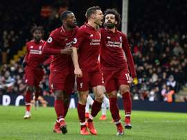 Le joueur de Liverpool James Milner (c) buteur lors de la victoire à Fulham 2-1. AFP