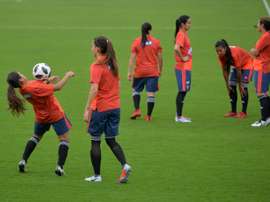 Les joueuses de l'équipe féminine de football de Colombie lors dune séance d'entraînement. AFP