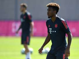 L'ailier français du Bayern, Kingsley Coman, à lentraînement. AFP