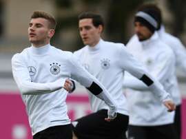 Timo Werner lors dune séance dentraînement de léquipe dAllemagne de football, le 21 mars 2017. AFP