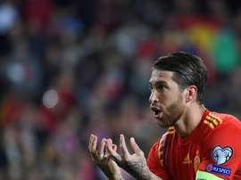Sergio Ramos lors de la victoire sur la Norvège. AFP