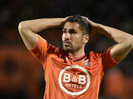 Le défenseur Wesley Lautoa sous le maillot de Lorient. AFP