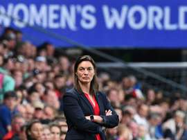 Corinne Diacre suit le match de son équipe opposée au Nigeria à Rennes. AFP