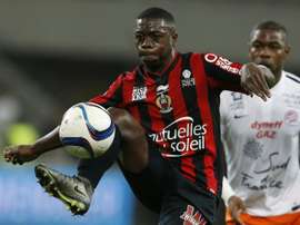 Nampalys Mendy, avec l'OGC Nice contre Montpellier en Ligue 1, à l'Allianz Riviera. AFP