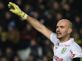 Le gardien de but français Remy Riou lors d'un match oppoosant Nantes à Marseille. AFP