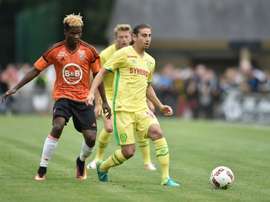 Alejandro Bedoya avec Nantes contre Lorient, en match amical. AFP