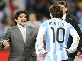 Maradona entretient une curieuse relation avec Messi. AFP