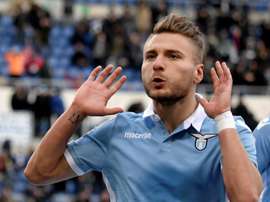 L'attaquant de la Lazio Ciro Immobile après un but contre l'Atalanta. AFP