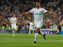 Le milieu du Real Madrid Marco Asensio auteur d'un doublé contre Valence à Santiago Bernabéu. AFP