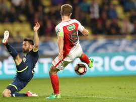 Valère Germain, double buteur pour Monaco lors de la victoire devant Lille en Coupe de France. AFP