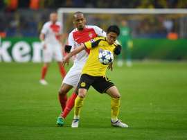 Shinji Kagawa contre Monaco, au lendemain de l'attaque du bus de son club à Dortmund. AFP