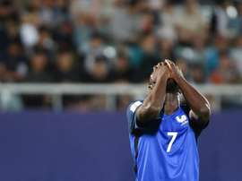 La déception de l'attaquant Jean-Kévin Augustin, éliminé avec les Bleuets. AFP