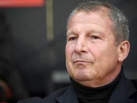 Rolland Courbis, alors entraîneur de Rennes, lors dun match de Ligue 1 contre Bastia. AFP