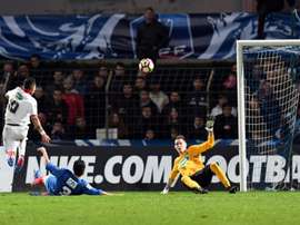 Le Lillois Rony Lopes inscrit un but contre Bergerac en Coupe de France. AFP