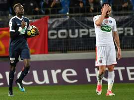 Le milieu de Montpellier Junior Sambia buteur face à Lorient en Coupe de France. AFP