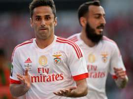 Le Brésilien Jonas Oliveira buteur pour Benfica contre Maritimo à Coimbra, le 20 mai 2016