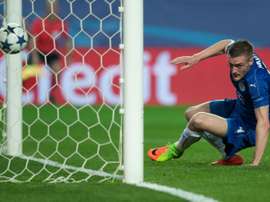 L'attaquant vedette de Leicester Jamie Vardy inscrit le but de l'espoir à Séville en C1. AFP
