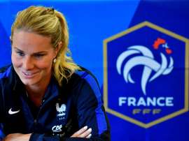 Amandine Henry après la victoire 1-0 contre l'Islande lors de l'Euro le 19 juillet 2017. AFP