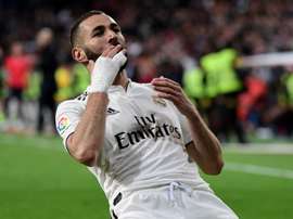 Benzema buteur lors de la victoire du Real Madrid 3-2. AFP