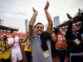 Fabio Cannavaro après sa victoire sur le terrain de Gouangzhou en Super League. AFP