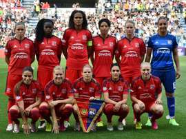 Léquipe lyonnaise lors de la finale de Ligue des champions contre Wolfsburg à Reggio Emilia, le 26 mai 2016