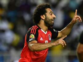 Lattaquant de l'Egypte Mohamed Salah savoure son but face au Burkina en demi-finales de la CAN. AFP