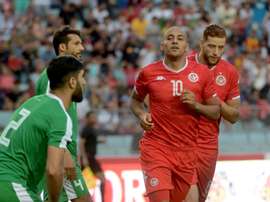 Wahbi Khazri (c) buteur contre lIrak en match amical. AFP