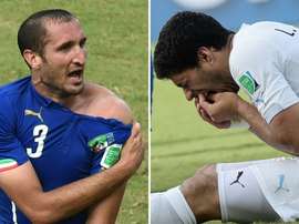 Chiellini admire la malice de Suárez. AFP