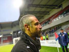 Lentraîneur dHelsingborg Henrik Larsson, défait avec son équipe sur sa pelouse, en match de barrage du maintien, le 20 novembre 2016