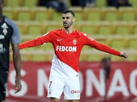 Le milieu de terrain de Monaco Rachid Ghezzal après son but à domicile contre Metz. AFP