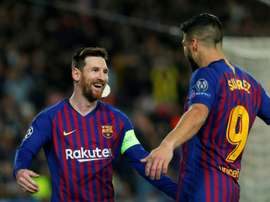 Messi et Suárez, premier et deuxième au classement 'Pichichi'. AFP