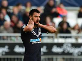 L'attaquant des Girondins Gaëtan Laborde lors dun match contre Rennes. AFP