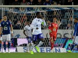 Max-Alain Gradel vient de marquer sur coup franc. AFP