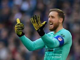 Jan Oblak é o segundo goleiros com mais jogos disputados na história do Atlético de Madrid. AFP