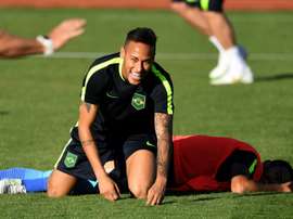 L'attaquant brésilien Neymar lors d'une séance d'entraînement le 1er août 2016 à Brasilia. AFP