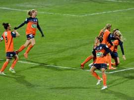Les joueuses de Montpellier lors de la finale de la Coupe de France face à Lyon. AFP