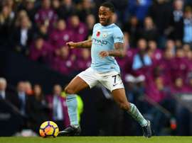 Raheem Sterling lors d'un match avec Manchester City face à Arsenal. AFP