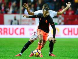 El extremo portugués tuvo que retirarse ayer del entrenamiento. EFE