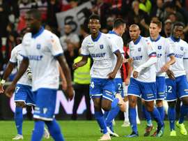 La joie des Auxerrois, après un but marqué face à Nice en Coupe de la Ligue. AFP