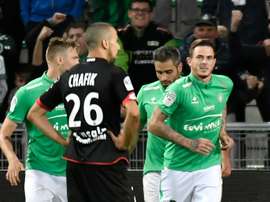 L'attaquant Nolan Roux, auteur de légalisation stéphanoise contre Dijon à Geoffroy-Guichard. AFP