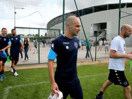 Le capitaine de l'ESTAC Benjamin Nivet durant une session d'entraînement au stade de l'Aube. AFP