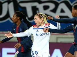 Eugénie Le Sommer retrouvera le PSG en quarts. AFP