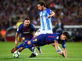 Le défenseur de Malaga Paul Baysse lors du déplacement au Camp Nou le 21 octobre 2017. AFP