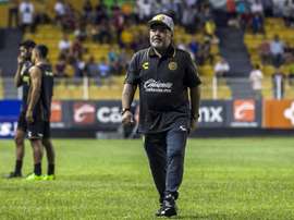 La légende argentine Diego Armando Maradona, avant un match contre les Cafetaleros. AFP