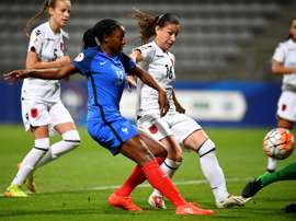 L'attaquante des Bleues Kadidiatou Diani lors du match face à l'Albanie. AFP
