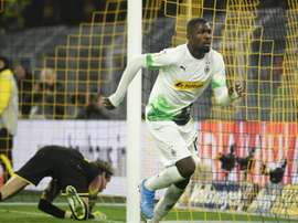 L'égalisation de Marcus Thuram contre le Bayer. AFP